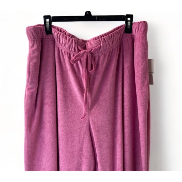Rebellious One Trendy Plus Size Loop Terry Wide-Leg Pants - Pink, Size 3X, New - Picture 3 of 10